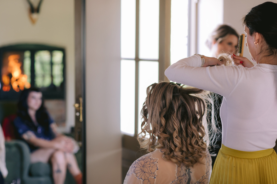 Inge getting ready for her Boschendal wedding